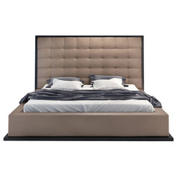 Modern Beds Modloft Ludlow Platform Bed in Wenge and Taupe Leather - California King