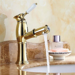Olbia Gold Finish Bathroom Faucet with Pull out Tube - Bathroom Sink Faucets