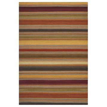 Safavieh Striped Kilim 10' X 14' Hand Woven Wool Pile Rug in Gold