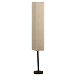 ORE International - 62.5" Noki Japanese Paper Floor Lamp - 62.5-Inch Noki Japanese Paper Floor LampAn eye-catching floor lamp featuring an Asian flair with Shoji paper fiber shade and linear metal base. This Noki Japanese Paper Floor Lamp has a matte black metal finish and creamy off white shoji paper shade merge in this impressive column floor lamp inspired. Illuminate your decor with this exotic floor lamp design. This contemporary floor lamp makes an ideal decor accessory. This floor lamp offers intriguing style and a modern look. as well as an eye catching conversation piece. Beautifully crafted from naturally finished shoji paper shade, it's a uniquely attractive decorative accessory. The metal lamp fixture comes in a matte black finish which contrasts perfectly with the elongated shoji paper shade. Asian style accessories appeal to you, we think you are likely to enjoy this lamp for many years to come.
