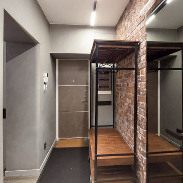 Лофт в квартире фотографа: кухня и холл, 103 кв. м.