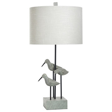 Sandpiper Table Lamp in Chittaway Bay Finish Linen Drum Shade