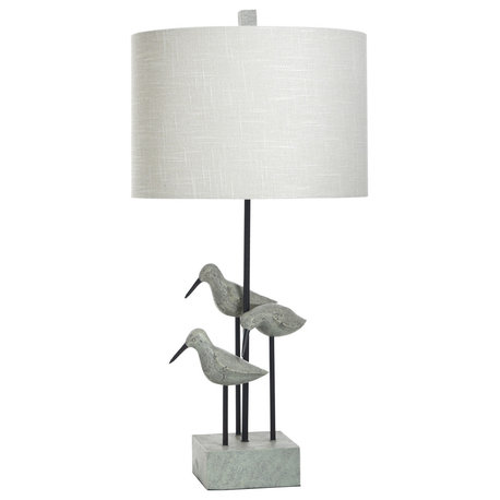 Sandpiper Table Lamp in Chittaway Bay Finish Linen Drum Shade