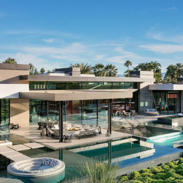 Serenity Indian Wells modern resort style luxury home backyard pool terrace with