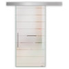 Modern Glass Sliding Barn Door with various Frosted Lines Designs, 30"x81", Recessed Grip