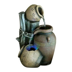 14" 3-Pot Tree Trunk Tabletop Fountain - Indoor Fountains