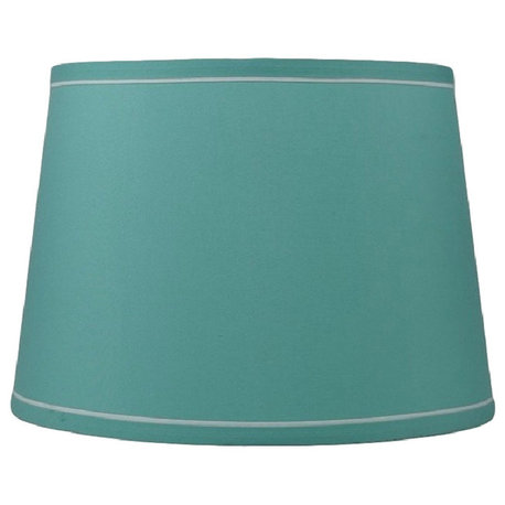 12" French Drum With White Trim Lampshade, Teal