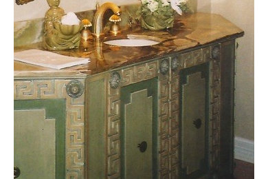 Inspiration for a transitional powder room remodel in Dallas
