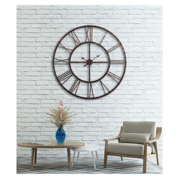 The 15 Best Oversized Wall Clocks For 2022 Houzz - Gallery Solutions Oversized Black And Bronze Metal Wall Clock