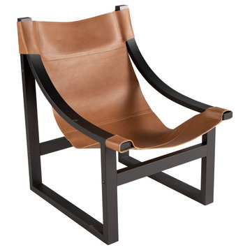 Lima Leather Sling Chair, Natural Leather/Black Frame
