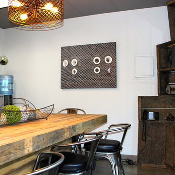 Recycled vegetable crates create shelving with personality