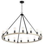 Quorum - Quorum Paxton 16 Light Chandelier, Noir and Weathered Oak Finish - Part of the Paxton Collection