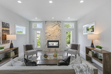 Example of a minimalist living room design in Atlanta