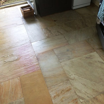 Thorough Clean And Seal Of Dirty Slate Tiled Kitchen Floor In Crowborough