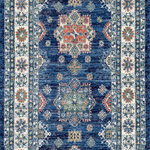 Nourison - Nourison Fulton 2'3" x 7'6" Blue Vintage Indoor Area Rug - This vintage-inspired rug from the Fulton Collection adds instant character to your home with a richly printed pattern in shades of orange, green, and ivory and a perfectly imperfect multi-toned blue ground. The integrated non-slip backing offers an extra layer of safety, preventing trip hazards in your busiest rooms. Fulton is made from durable polyester yarns in a flat pile that does not shed � ideal for families with pets and young children or households with frequent guests.