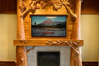 Example of a mountain style bedroom design in Other
