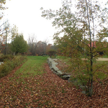 Landscape broken up by low granite wall