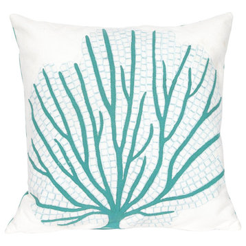 Visions Coral Fan Pillow, Aqua, 20"x20"