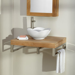30" POMOMA TEAK WALL-MOUNT VANITY - Bathroom Vanities And Sink Consoles