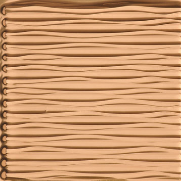 Sahara Horizontal 4ft. x 8ft. Glue Up PVC 3D Wall Panels, Brushed Copper