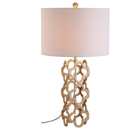 Oliver 26.5" Metal Quatrefoil Table Lamp, Gold