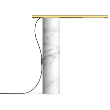 Pablo Designs T.O  Magic Wand Table Lamp, Carrara White W/Brass