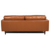 Maklaine 19.5" Mid-Century Leather Fitted Back Sofa in Brown