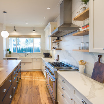 Custom White and Navy Kitchen in White Rock