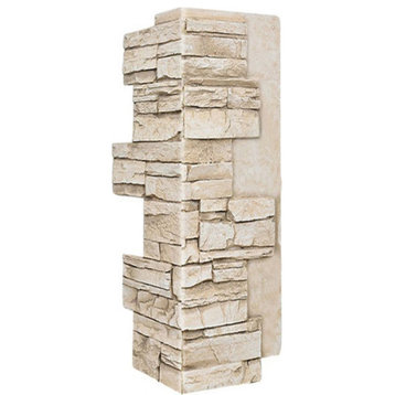 Faux Stone Wall Panel - ALPINE, Almond, 24" Corner