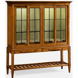 Jonathan Charles Huntingdon Plank Walnut Glazed Display Double Cabinet with Waln - China Cabinets And Hutches