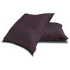 Art Silk Plain & Solid Set of 2, 14"x14" Throw Pillow Cover - Dark Plum Luxury