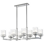 Livex Lighting - Livex Lighting Harding Polished Chrome Light Linear Chandelier - The transitional style of the Harding eight light linear chandelier features an eye-catching clear seeded glass shade floating inside a unique double forged square design in a polished chrome finish.