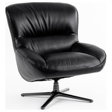 Modrest Theo Modern Black Leather Accent Chair