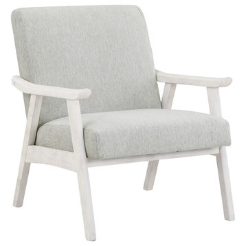 Weldon Armchair, Smoke Fabric With Antique White Finished Frame