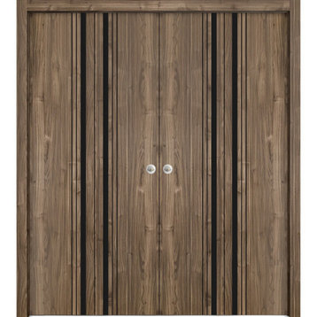 Double Bi-fold Doors | Planum 0011 Walnut with  | Sturdy Tracks