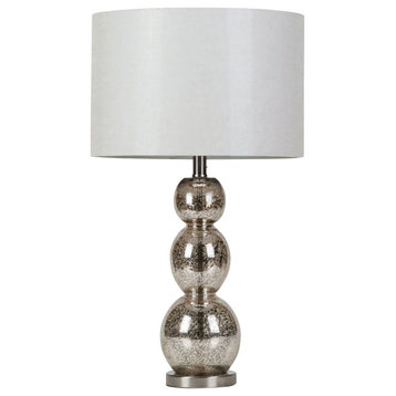 Mineta Drum Shade Table Lamp White and Antique Silver