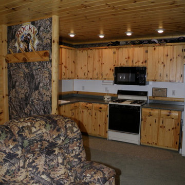 Upper and lower cabinets in knotty pine