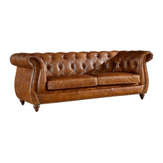 High End Sofas Houzz Crafters Amd Weavers Rolled Arm Top Grain Leather Chesterfield Sofa Sofas