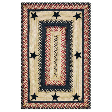 Homespice Decor Primitive Star-Gloucester Jute Braided Rug 27x45" Rectangular