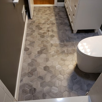 Complete Bathroom Makeover & Flooring- What a Difference!