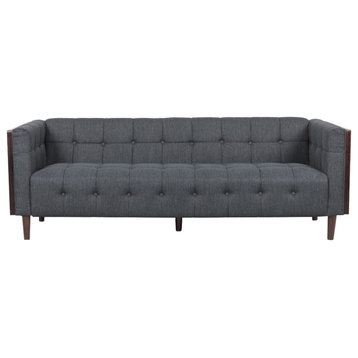 Croton Contemporary Tufted 3 Seater Sofa, Charcoal + Brown