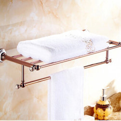 Antique Brass Rose Gold with Porcelain Bathroom Luxurious Towel Bar TAB502 - Bathroom Accessories