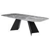 Lizarte 93" Dining Table, Gray Ceramic With Matte Dark Gray Base