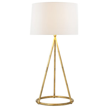 Nina Tapered Table Lamp in Gilded Iron with Linen Shade