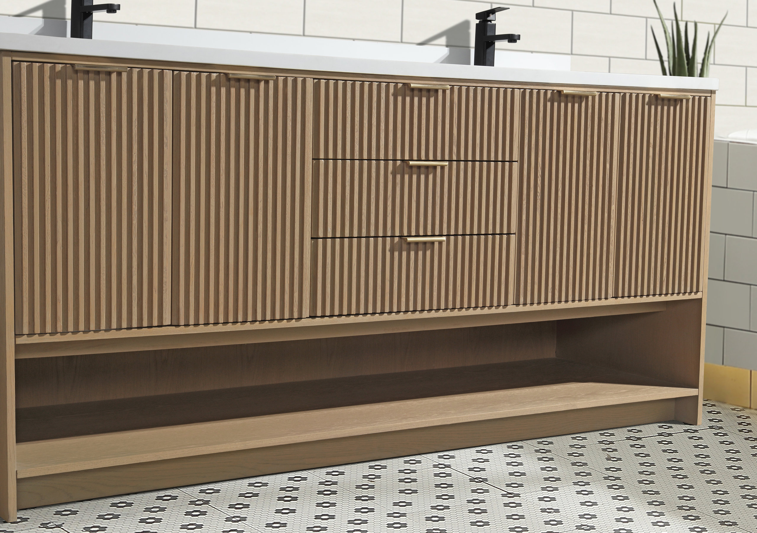 Ari Kitchen and Bath San Diego Bath Vanity, Oak, 72", Double Sink, Freestanding