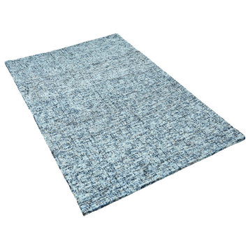 Hand Tufted Wool Area Rug Solid Dark Blue, [Rectangle] 4'x6'