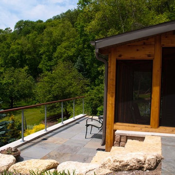 Private House Deck & screened porch in Blue Mounds, WI with cable railing
