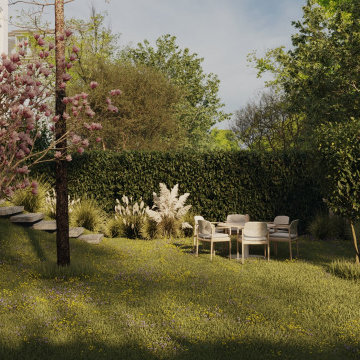 Flexible garden design with free-standing garden furniture