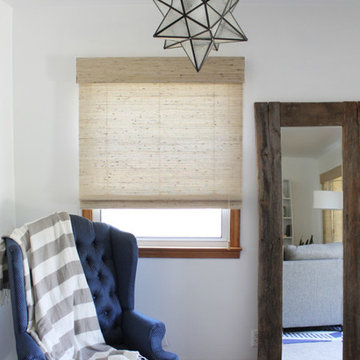 Modern Rustic Cottage Living Room Gets Updated With Woven Wood Shades