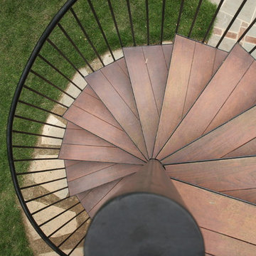 Spiral Staircase with Wrought Iron Handrail